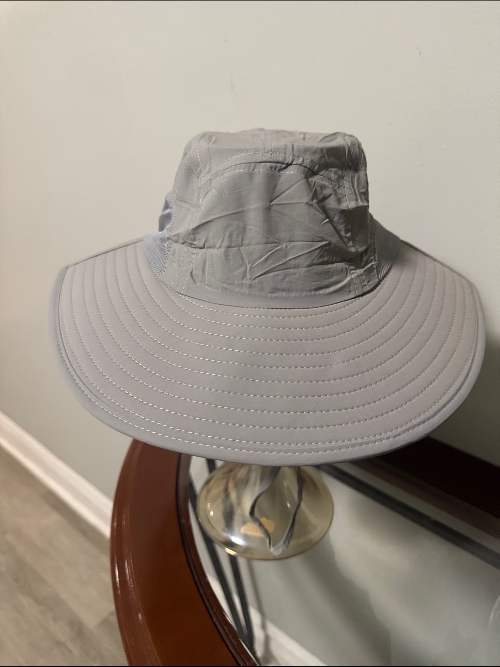 Women's Light Gray Sun Hat with Neck Flap - UPF Outdoor Protection